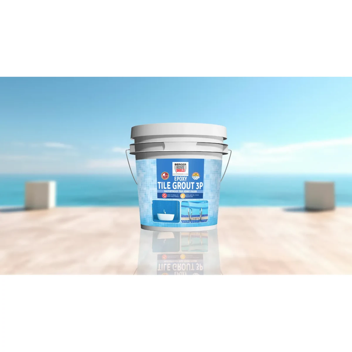 Berger Paints HomeShield Epoxy Tile Grout 3P tiling solution supplied by Graystone General Trading in Abu Dhabi, UAE