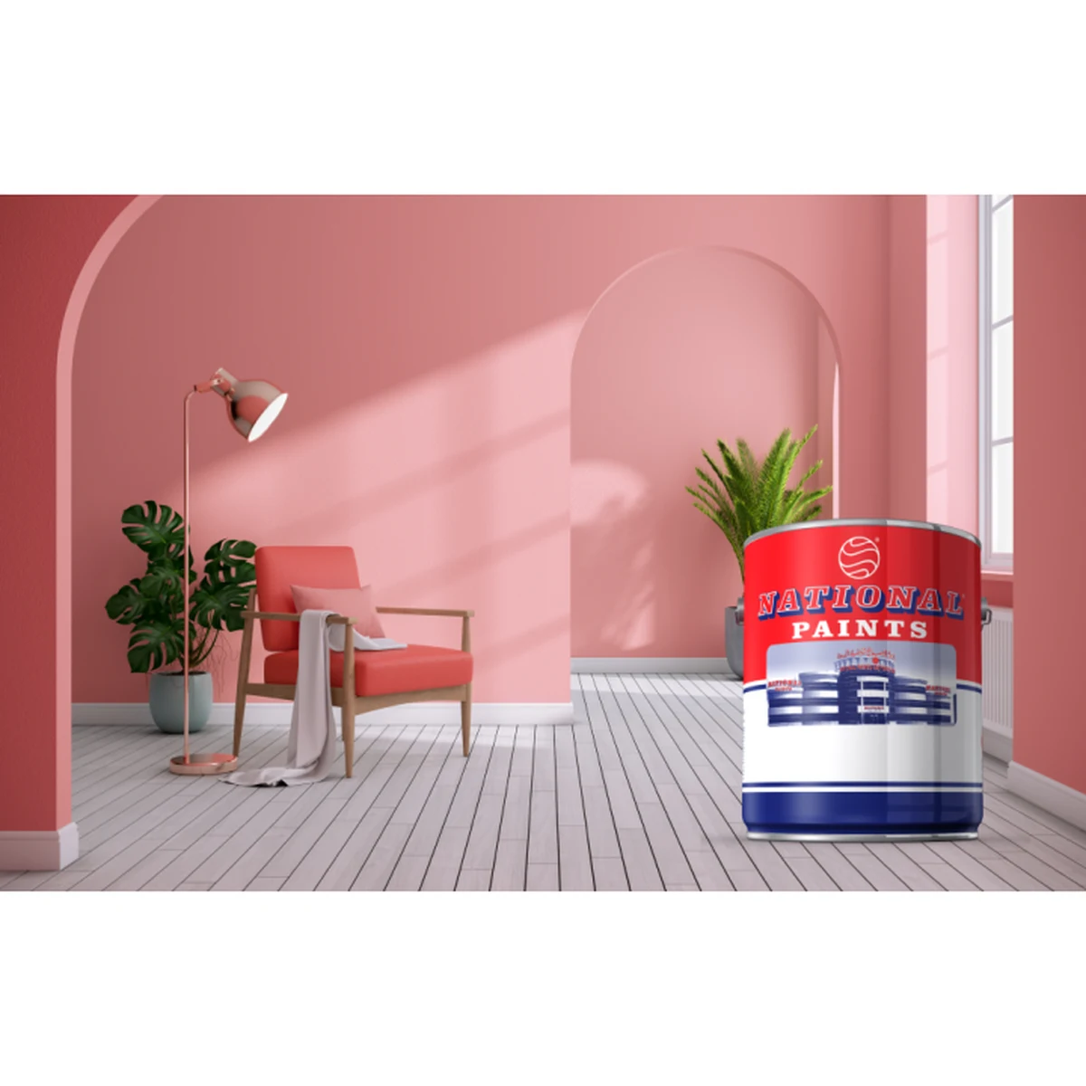 National Paints National Acrylic Eggshell Gold (Matt/Silk) interior — smooth finishes supplied by Graystone General Trading in Abu Dhabi, UAE