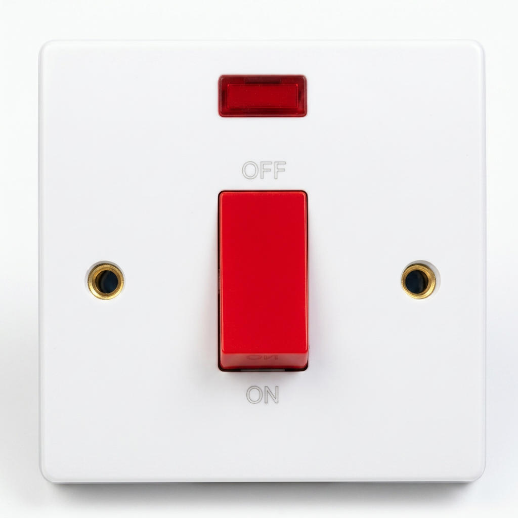 Acmilan ACM-V324 — 1 gang 20A DP switch with neon wiring devices supplied by Graystone General Trading in Abu Dhabi, UAE