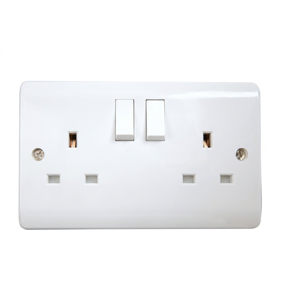 Acmilan ACM-V406 — 2-gang switched socket outlet wiring devices supplied by Graystone General Trading in Abu Dhabi, UAE
