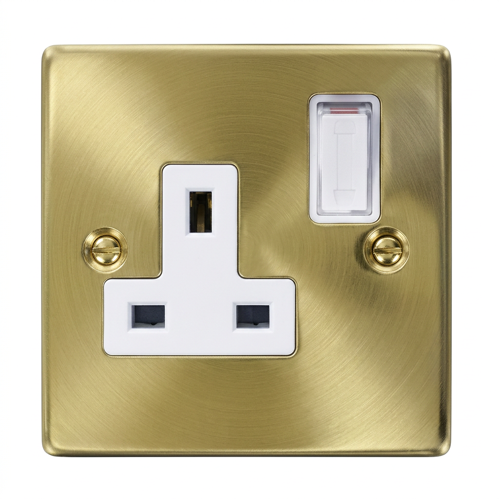 Kenwel KN-GM409 — 1-gang switched socket outlet, single pole glasgow series supplied by Graystone General Trading in Abu Dhabi, UAE