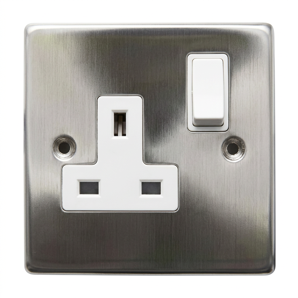 Kenwel KN-SM409 — 1-gang switched socket outlet, single pole manchester series supplied by Graystone General Trading in Abu Dhabi, UAE