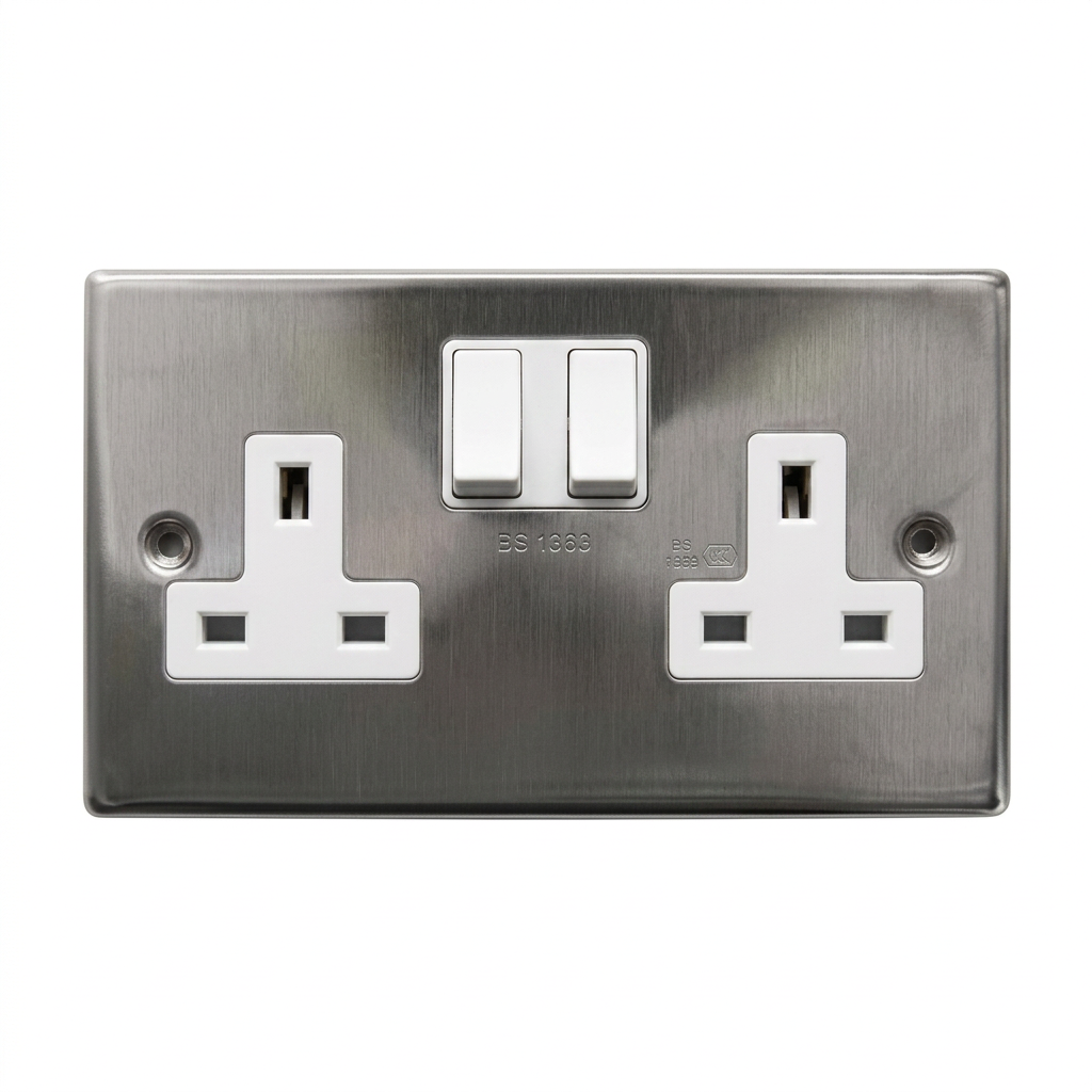 Kenwel KN-SM410 — 2-gang switched socket outlet, double pole manchester series supplied by Graystone General Trading in Abu Dhabi, UAE