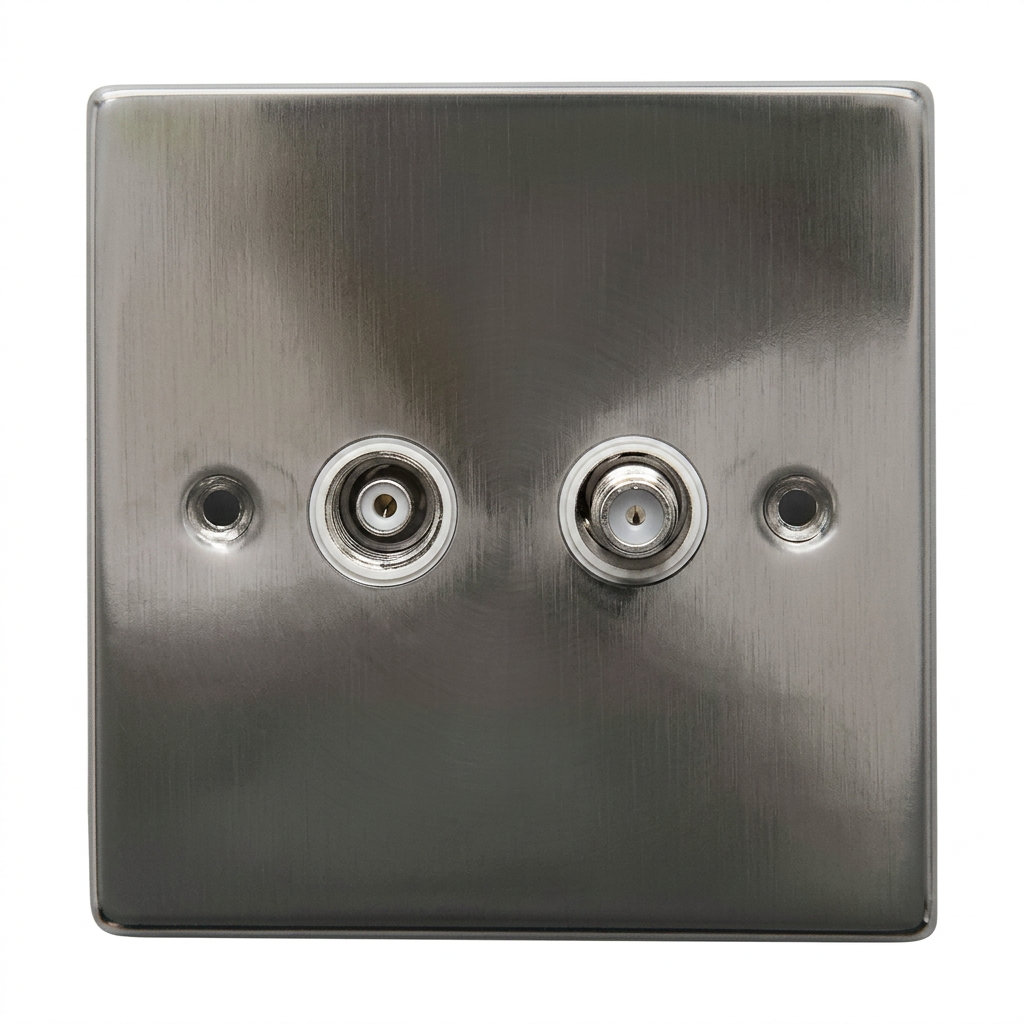 Kenwel KN-SM468 — 1 gang satellite + TV socket manchester series supplied by Graystone General Trading in Abu Dhabi, UAE
