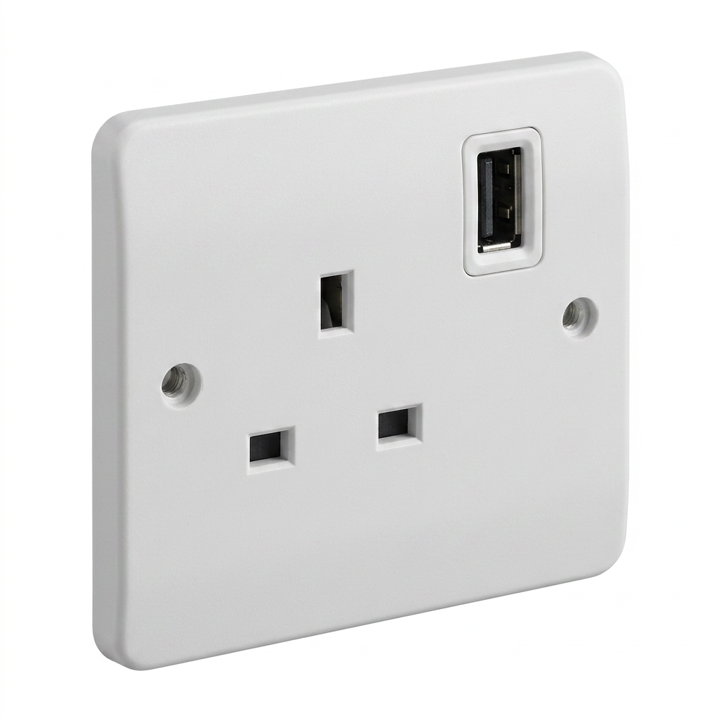 Kenwel KN-V405 — 1-gang switched socket outlet, single pole liverpool series supplied by Graystone General Trading in Abu Dhabi, UAE