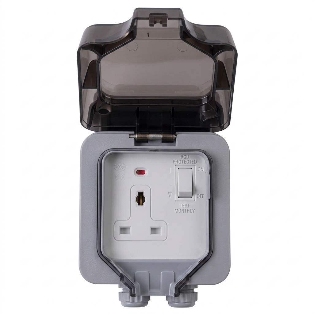 Kenwel KN410WPH — Outdoor power kit — 2 gang 13 amp switched with 3m flex and RCD plug bolton series supplied by Graystone General Trading in Abu Dhabi, UAE